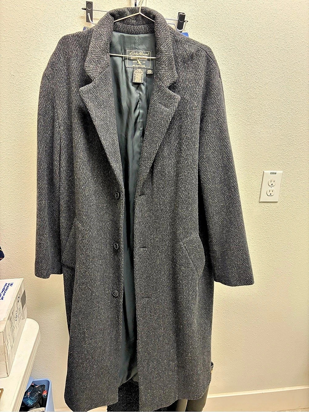 VTG Eddie Bauer Outdoor Outfitters Wool Blend Coat Gray Size Medium Like New